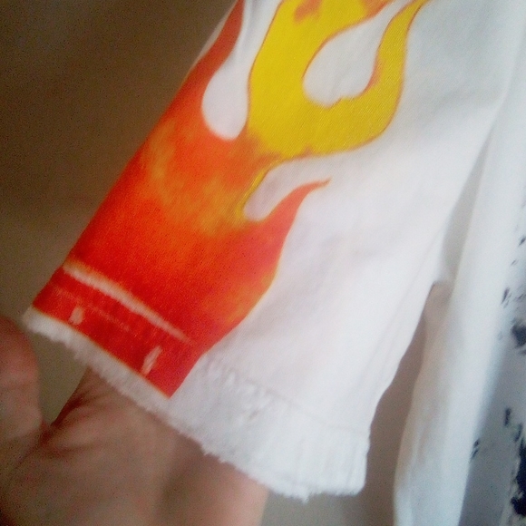 Nwot Rockstar Sushi Heavily Distress Flame Graphic Tee - Picture 7 of 17